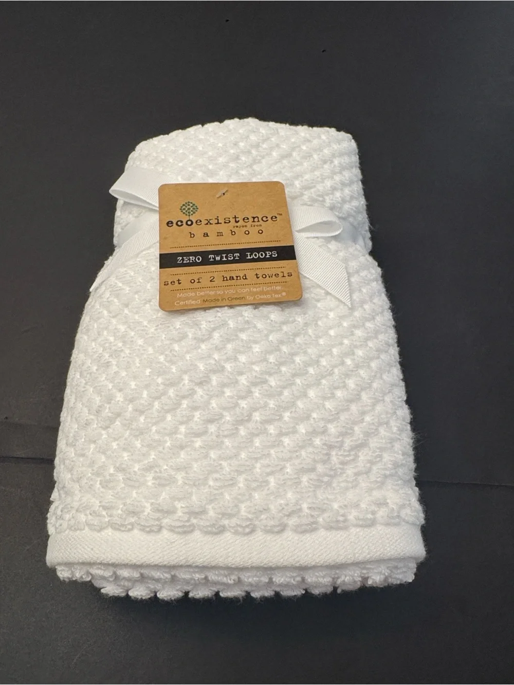 8pc Ecoexistence Bamboo Zero Twist Loops Bath Towel Set - White